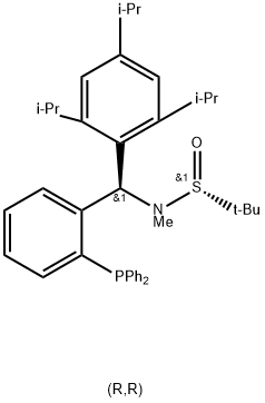 S(R)]-N-[(R)-[2-(二苯基膦)苯基](2,4,6-三异丙基苯基)甲基]-N-甲基-2-叔丁基亚磺酰胺 结构式
