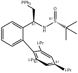 S(R)]-N-[(1S)-1-(2',4',6'-三异丙基)-(1,1'-联苯)-2-(二苯基膦)乙基]-2-叔丁基亚磺酰胺 结构式