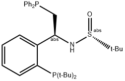 [S(R)]-N-[(1S)-2-(二苯基膦)-1-[2-(二叔丁基膦)苯基]乙基]-2-叔丁基亚磺酰胺 结构式