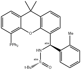 [S(R)]-N-[(R)-(2-苯甲基)[5-(二苯基膦)-9,9-二甲基-9H-氧杂蒽]甲基]-2-叔丁基亚磺酰胺 结构式