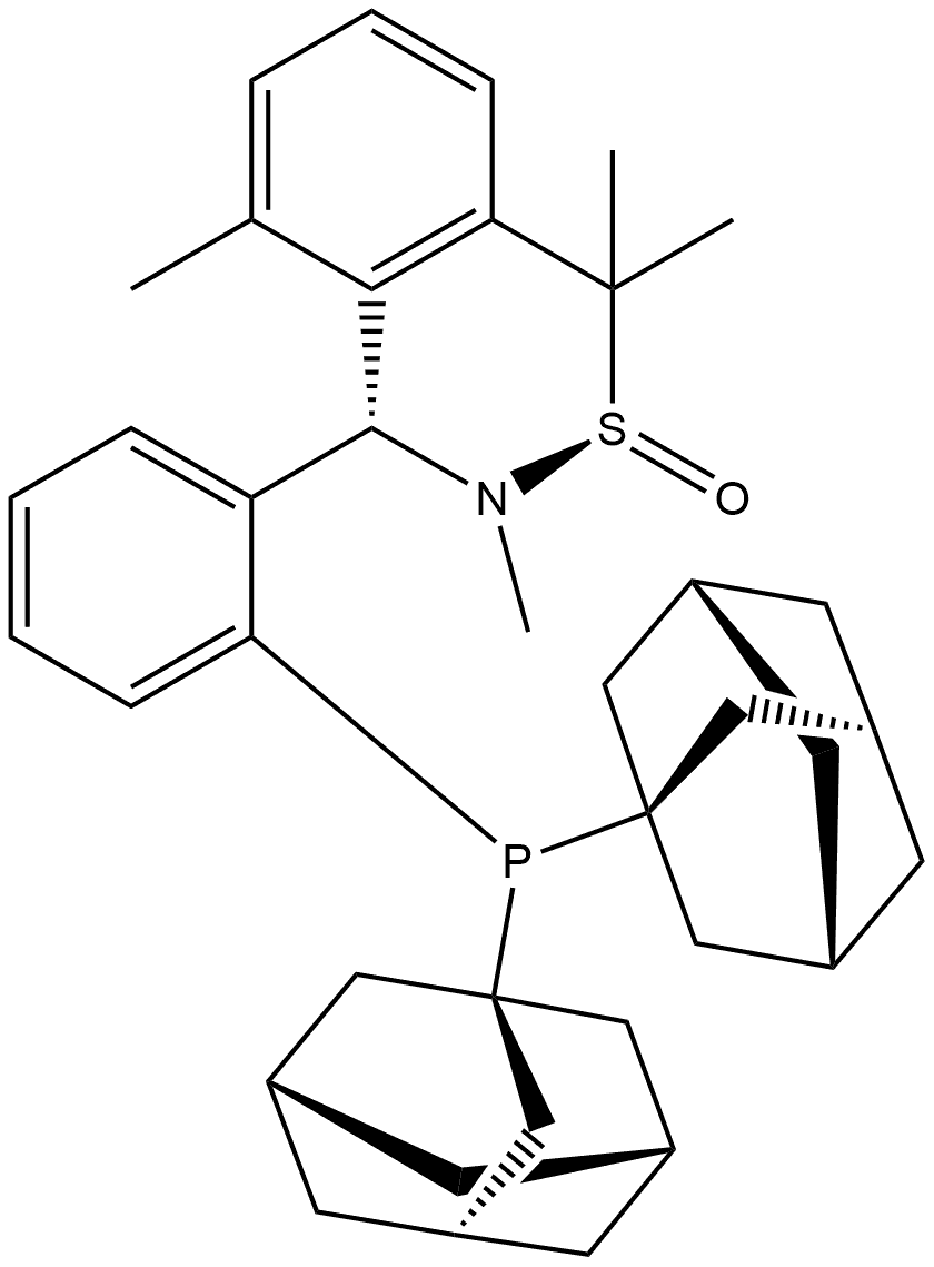 [S(R)]-N-[(S)-[2-(二金刚烷基膦)(2-甲苯)]甲基]-N-甲基-2-叔丁基亚磺酰胺 结构式