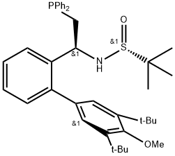 [S(R)]-N-[(1S)-1-[3',5'-Bis(1,1-dimethylethyl)-4'-methoxy[1,1'-biphenyl]-2-yl]-2-(diphenylphosphino)ethyl]-2-methyl-2-propanesulfinamide 结构式