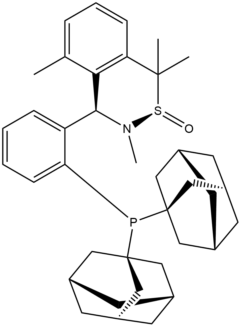 [S(R)]-N-[(R)-[2-(二金刚烷基膦)(2-甲苯)]甲基]-N-甲基-2-叔丁基亚磺酰胺 结构式