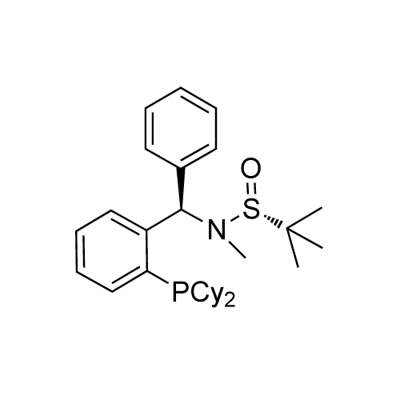 S(R)]-N-[(R)-[2-(二环己基膦)苯基]苯甲基]-N-甲基-2-叔丁基亚磺酰胺 结构式