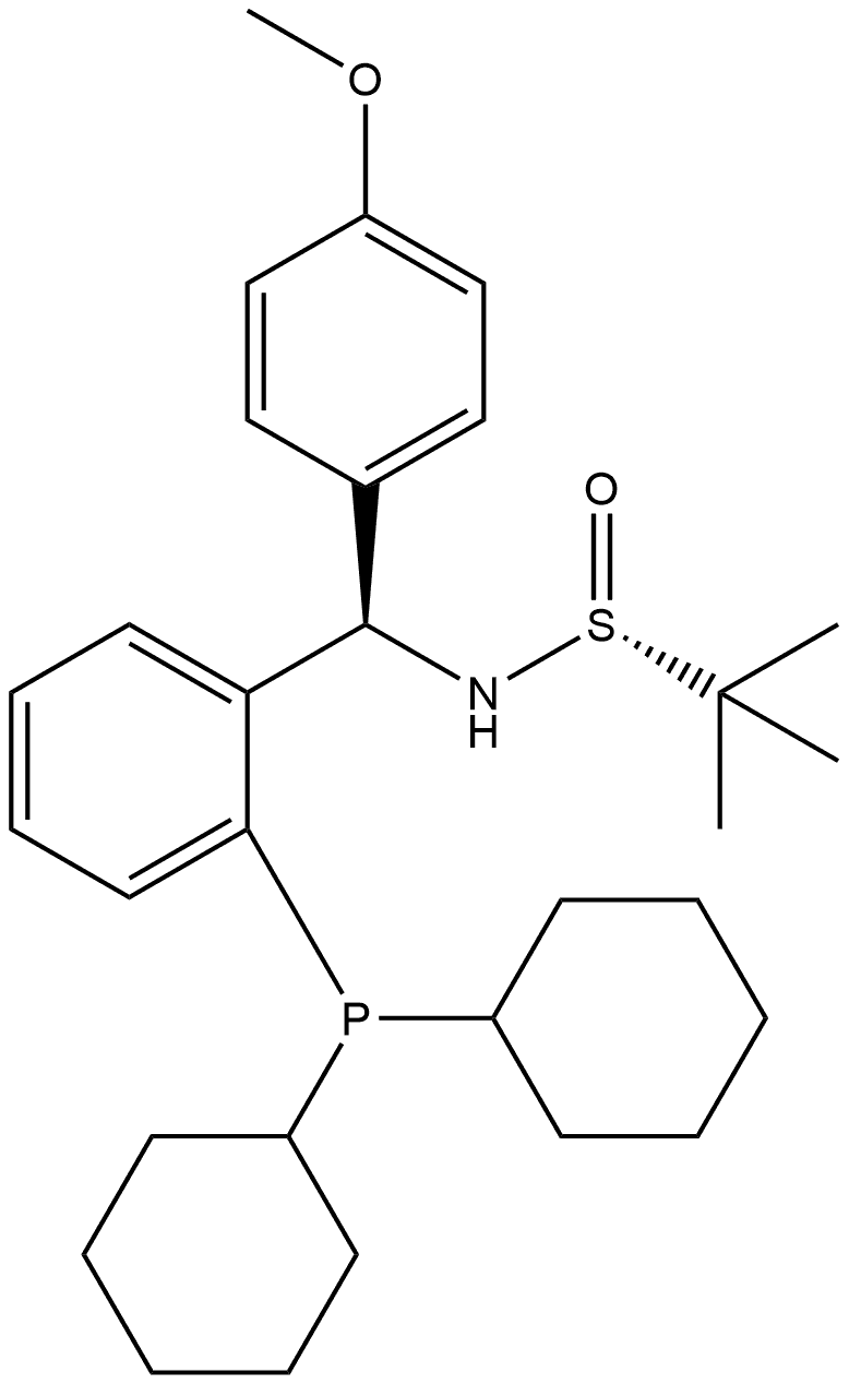 S(R)]-N-[(R)-(4-甲氧基苯基)[2-(二环己基膦)苯基]甲基]-2-叔丁基亚磺酰胺 结构式