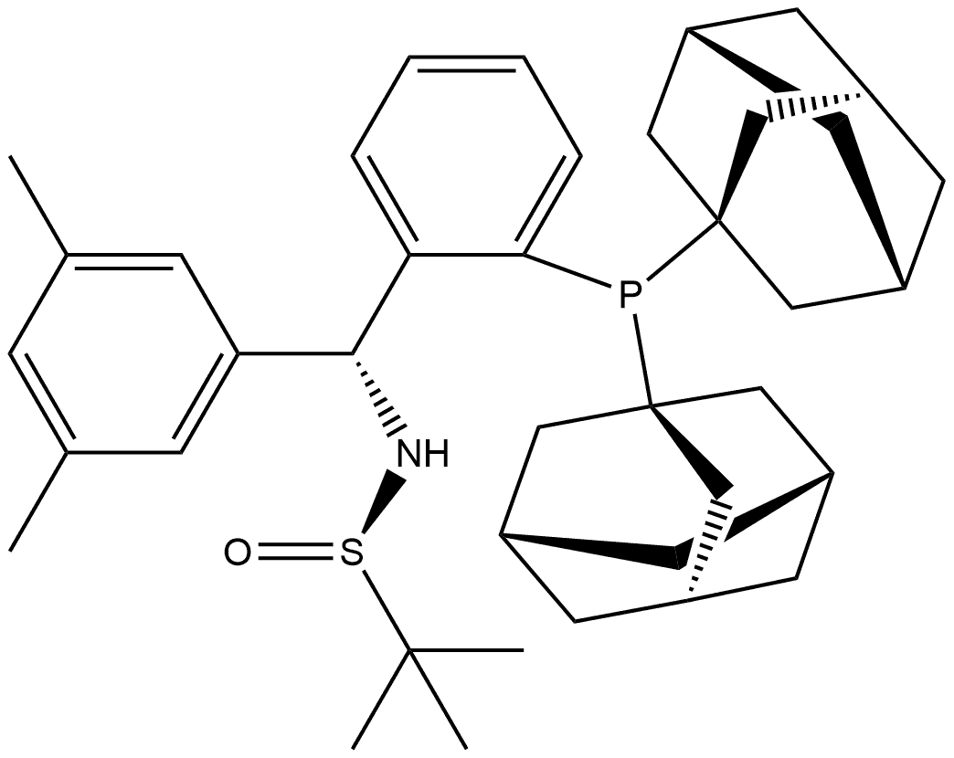 [S(R)]-N-[(R)-(3,5-二甲基苯基)[2-(二金刚烷基膦)苯基]甲基]-2-叔丁基亚磺酰胺 结构式
