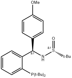 [S(R)]-N-[(R)-(4-甲氧基苯基)[2-(二叔丁基膦)苯基]甲基]-2-叔丁基亚磺酰胺 结构式