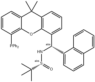 [S(R)]-N-[(S)-(1-naphthalenyl)[5-(diphenylphosphino)-9,9-dimethyl-9H-xanthen-4-yl]methyl]-2-methyl-2-propanesulfinamide 结构式