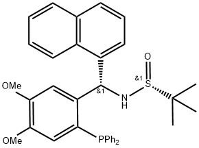 [S(R)]-N-[(S)-[2-(Diphenylphosphino)-4,5-dimethoxyphenyl]-1-naphthalenylmethyl]-2-methyl-2-propanesulfinamide 结构式