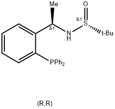 S(R)]-N-[(1R)-1-[2-(二苯基膦)苯基]乙基]-2-叔丁基亚磺酰胺 结构式