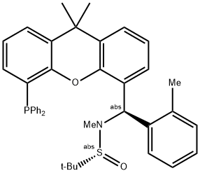 [S(R)]-N-[(R)-(2-苯甲基)[5-(二苯基膦)-9,9-二甲基-9H-氧杂蒽]甲基]-N-甲基-2-叔丁基亚磺酰胺 结构式