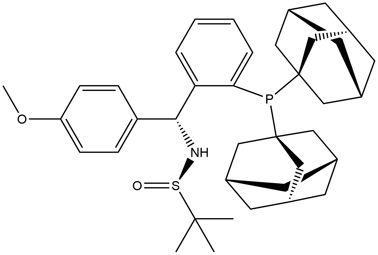 [S(R)]-N-[(R)-(4-甲氧基)[2-(二金刚烷基膦)苯基]甲基]-2-叔丁基亚磺酰胺 结构式