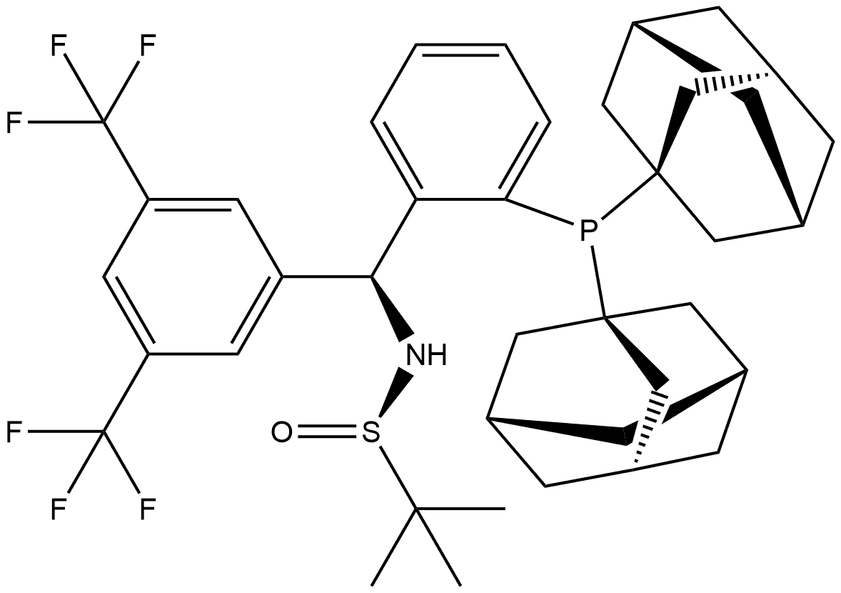 [S(R)]-N-[(S)-(3,5-二(三氟甲基)苯基)[2-(二金刚烷基膦)苯基]甲基]-2-叔丁基亚磺酰胺 结构式