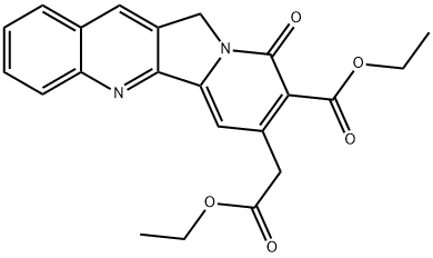 Ethyl 8-(ethoxycarbonyl)-9,11-dihydro-9-oxoindolizino[1,2-b]quinoline-7-acetate 结构式