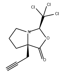 1H,3H-Pyrrolo[1,2-c]oxazol-1-one, tetrahydro-7a-2-propyn-1-yl-3-(trichloromethyl)-, (3R,7aR)- 结构式