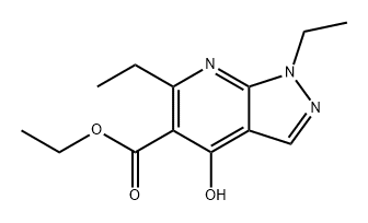 1H-Pyrazolo[3,4-b]pyridine-5-carboxylic acid, 1,6-diethyl-4-hydroxy-, ethyl ester 结构式