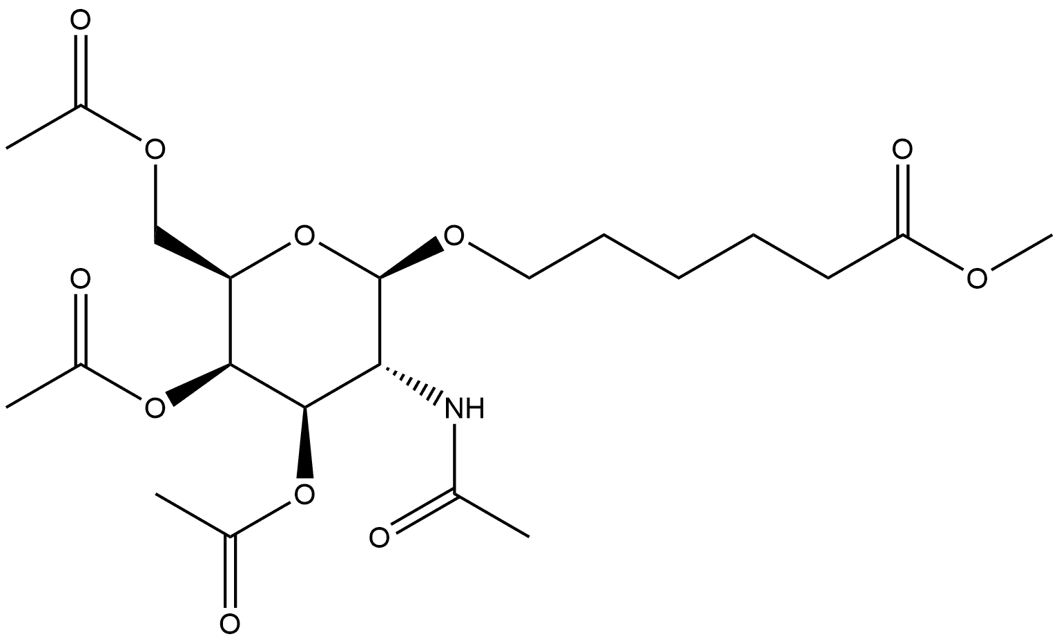 Hexanoic acid, 6-[[3,4,6-tri-O-acetyl-2-(acetylamino)-2-deoxy-β-D-galactopyranosyl]oxy]-, methyl ester 结构式