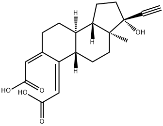 Acetic acid, 2-[(3R,3aS,5aS,6Z,9aR,9bS)-6-(carboxymethylene)-3-ethynyldodecahydro-3-hydroxy-3a-methyl-7H-benz[e]inden-7-ylidene]-, (2Z)- 结构式