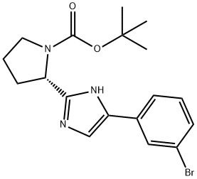 (S)-2-(5-(3-溴苯基)-1H-咪唑-2-基)吡咯烷-1-羧酸叔丁酯 结构式