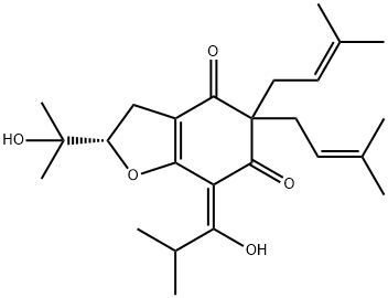4,6(2H,5H)-Benzofurandione, 3,7-dihydro-2-(1-hydroxy-1-methylethyl)-7-(1-hydroxy-2-methylpropylidene)-5,5-bis(3-methyl-2-buten-1-yl)-, (2S,7Z)- 结构式