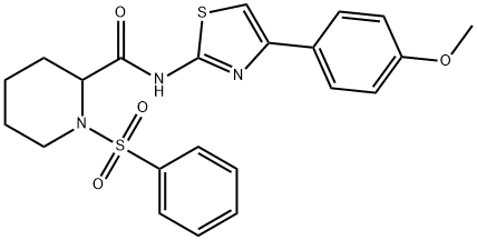 N-(4-(4-甲氧基苯基)噻唑-2-基)-1-(苯基磺酰基)哌啶-2-甲酰胺 结构式