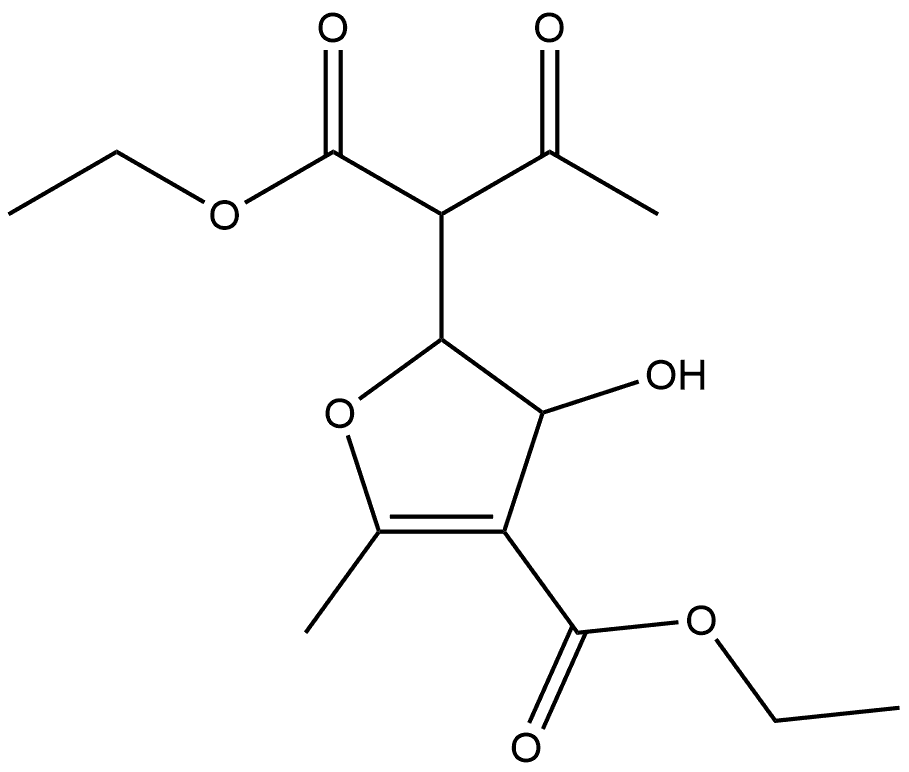 2-Furanacetic acid, α-acetyl-4-(ethoxycarbonyl)-2,3-dihydro-3-hydroxy-5-methyl-, ethyl ester (9CI) 结构式