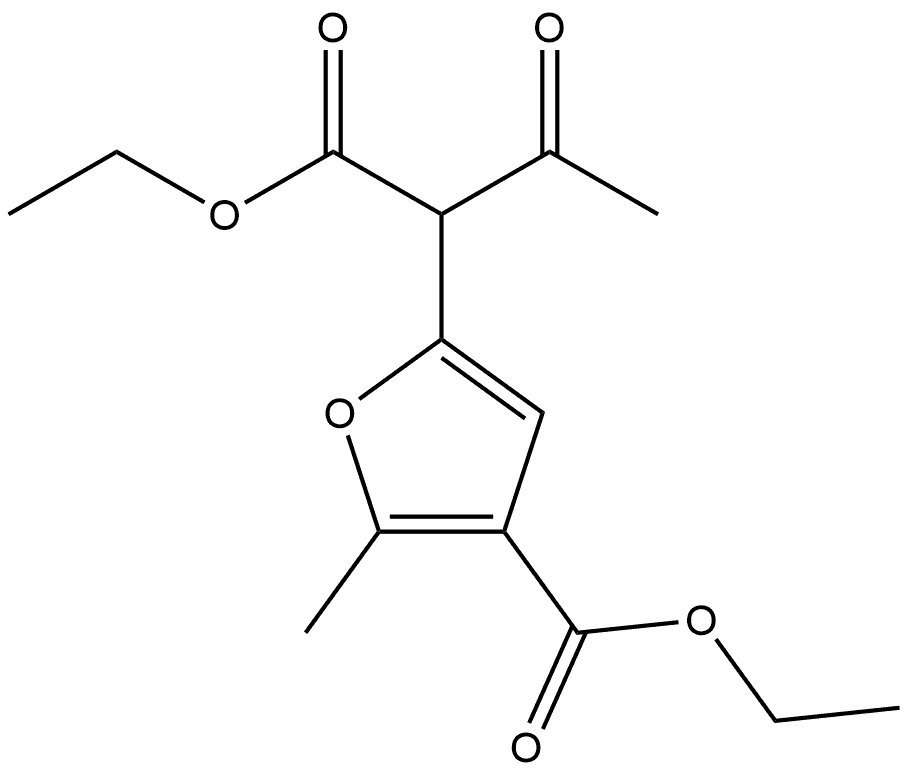 2-Furanacetic acid, α-acetyl-4-(ethoxycarbonyl)-5-methyl-, ethyl ester 结构式