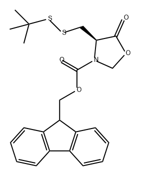 3-Oxazolidinecarboxylic acid, 4-[[(1,1-dimethylethyl)dithio]methyl]-5-oxo-, 9H-fluoren-9-ylmethyl ester, (4R)- 结构式