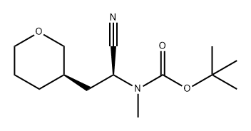 Carbamic acid, N-[(1S)-1-cyano-2-[(3R)-tetrahydro-2H-pyran-3-yl]ethyl]-N-methyl-, 1,1-dimethylethyl ester 结构式