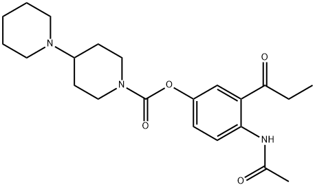 [1,4'-Bipiperidine]-1'-carboxylic acid, 4-(acetylamino)-3-(1-oxopropyl)phenyl ester 结构式