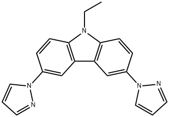 9-乙基-3,6-二(1H-吡唑-1-基)-9H-咔唑 结构式