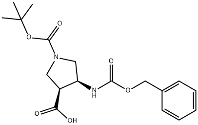 1,3-Pyrrolidinedicarboxylic acid, 4-[[(phenylmethoxy)carbonyl]amino]-, 1-(1,1-dimethylethyl) ester, (3S,4S)- 结构式