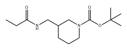 1-Piperidinecarboxylic acid, 3-[[(1-oxopropyl)amino]methyl]-, 1,1-dimethylethyl ester 结构式