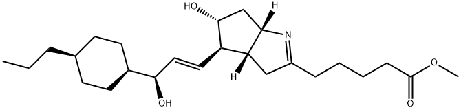 (3aR)-3,3aβ,4,5,6,6aβ-Hexahydro-5α-hydroxy-4β-[(1E,3S)-3-hydroxy-3-(4α-propylcyclohexan-1α-yl)-1-propenyl]cyclopenta[b]pyrrole-2-pentanoic acid methyl ester 结构式