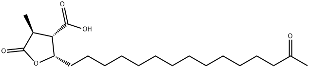 3-Furancarboxylic acid, tetrahydro-4-methyl-5-oxo-2-(14-oxopentadecyl)-, (2S,3S,4S)- 结构式