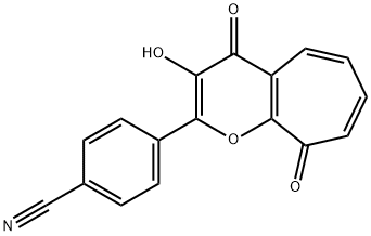 3-羟基-2-(4-腈基苯基)环庚三烯并[B]吡喃-4,9-二酮 结构式