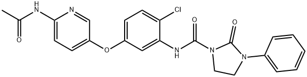 1-Imidazolidinecarboxamide, N-[5-[[6-(acetylamino)-3-pyridinyl]oxy]-2-chlorophenyl]-2-oxo-3-phenyl- 结构式