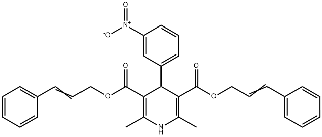 3,5-PYRIDINEDICARBOXYLIC ACID, 1,4-DIHYDRO-2,6-DIMETHYL-4-(3-NITROPHENYL)-, 3,5-BIS(3-PHENYL-2-PROPEN-1-YL) ESTER 结构式