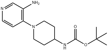 N-(1-(3-氨基吡啶-4-基)哌啶-4-基)氨基甲酸叔丁酯 结构式