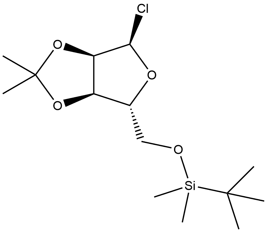 α-D-Ribofuranosyl chloride, 5-O-[(1,1-dimethylethyl)dimethylsilyl]-2,3-O-(1-methylethylidene)- 结构式