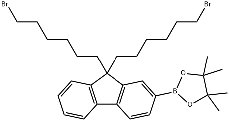 2-(9,9-双(6-溴己基)-9H-芴-2-基)-4,4,5,5-四甲基-1,3,2-二氧杂硼烷 结构式
