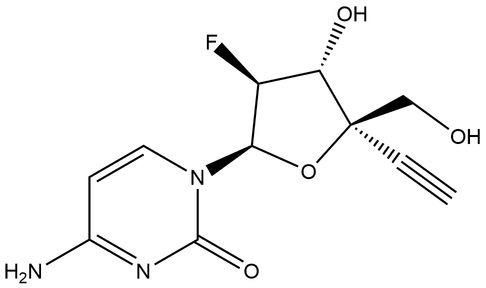 4-AMINO-1-(2-DEOXY-4-C-ETHYNYL-2-FLUORO-Β-D-ARABINOFURANOSYL)-2(1H)-PYRIMIDINONE 结构式