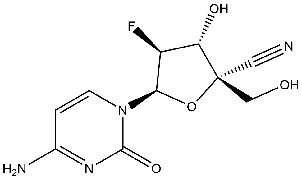 1-(4-AMINO-2-OXO-1(2H)-PYRIMIDINYL)-1,2-DIDEOXY-2-FLUORO-4-C-(HYDROXYMETHYL)-Α-L-XYLOFURANURONONITRILE 结构式