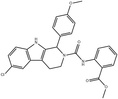 Benzoic acid, 2-[[[6-chloro-1,3,4,9-tetrahydro-1-(4-methoxyphenyl)-2H-pyrido[3,4-b]indol-2-yl]carbonyl]amino]-, methyl ester 结构式