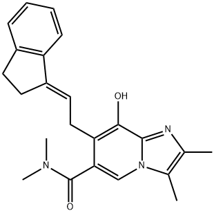 Imidazo[1,2-a]pyridine-6-carboxamide, 7-[(2E)-2-(2,3-dihydro-1H-inden-1-ylidene)ethyl]-8-hydroxy-N,N,2,3-tetramethyl- 结构式