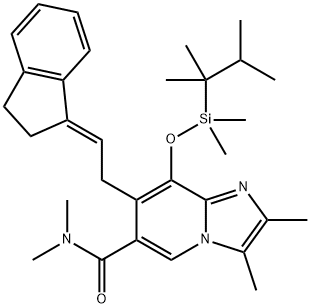 Imidazo[1,2-a]pyridine-6-carboxamide, 7-[(2E)-2-(2,3-dihydro-1H-inden-1-ylidene)ethyl]-8-[[dimethyl(1,1,2-trimethylpropyl)silyl]oxy]-N,N,2,3-tetramethyl- 结构式