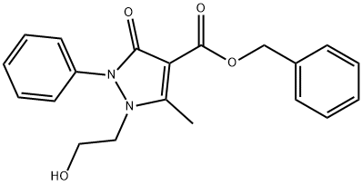 1H-Pyrazole-4-carboxylic acid, 2,3-dihydro-1-(2-hydroxyethyl)-5-methyl-3-oxo-2-phenyl-, phenylmethyl ester 结构式