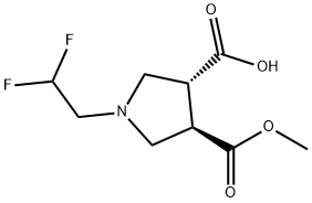 3,4-Pyrrolidinedicarboxylic acid, 1-(2,2-difluoroethyl)-, 3-methyl ester, (3R,4R)- 结构式