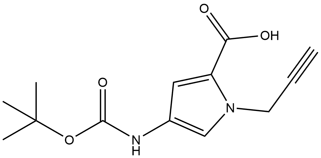 4-((tert-butoxycarbonyl)amino)-1-(prop-2-yn-1-yl)-1H-pyrrole-2-carboxylic acid 结构式
