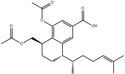 2-Naphthalenecarboxylic acid, 4-(acetyloxy)-5-[(acetyloxy)methyl]-8-[(1S)-1,5-dimethyl-4-hexen-1-yl]-5,6,7,8-tetrahydro-, (5R,8S)- 结构式
